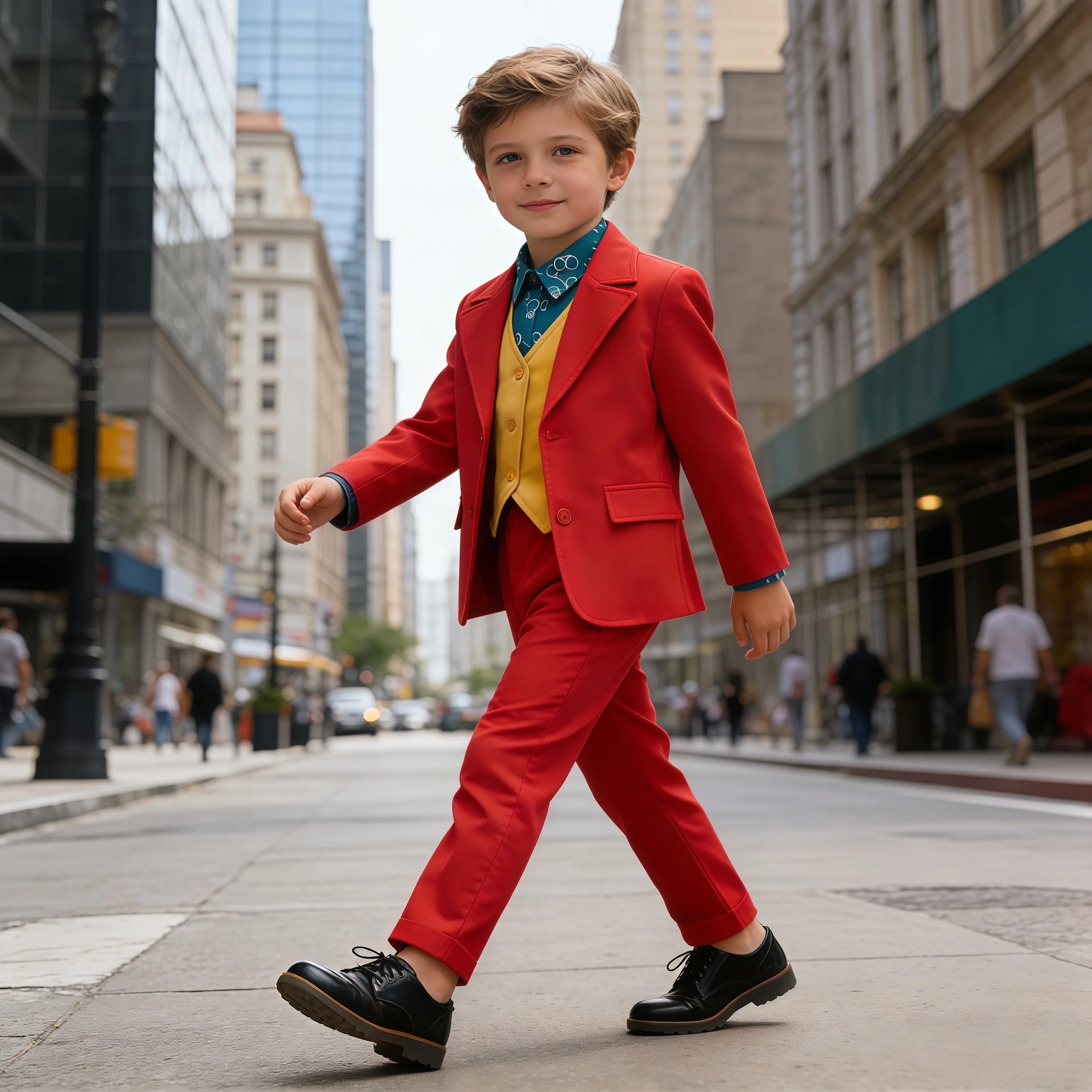 

Костюм клоуна для мальчиков на Хэллоуин: красный комплект из куртки, рубашки, жилета и брюк для кинопраздников, цирка, вечеринок и карнавалов