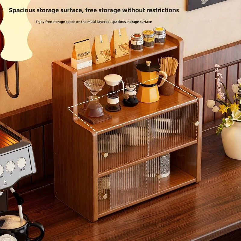 Moso Bamboo Dustproof Cup Organizer, Multi‑functional Tabletop Display Cabinet, Coffee Tea Mug Storage Rack for Home Kitchen