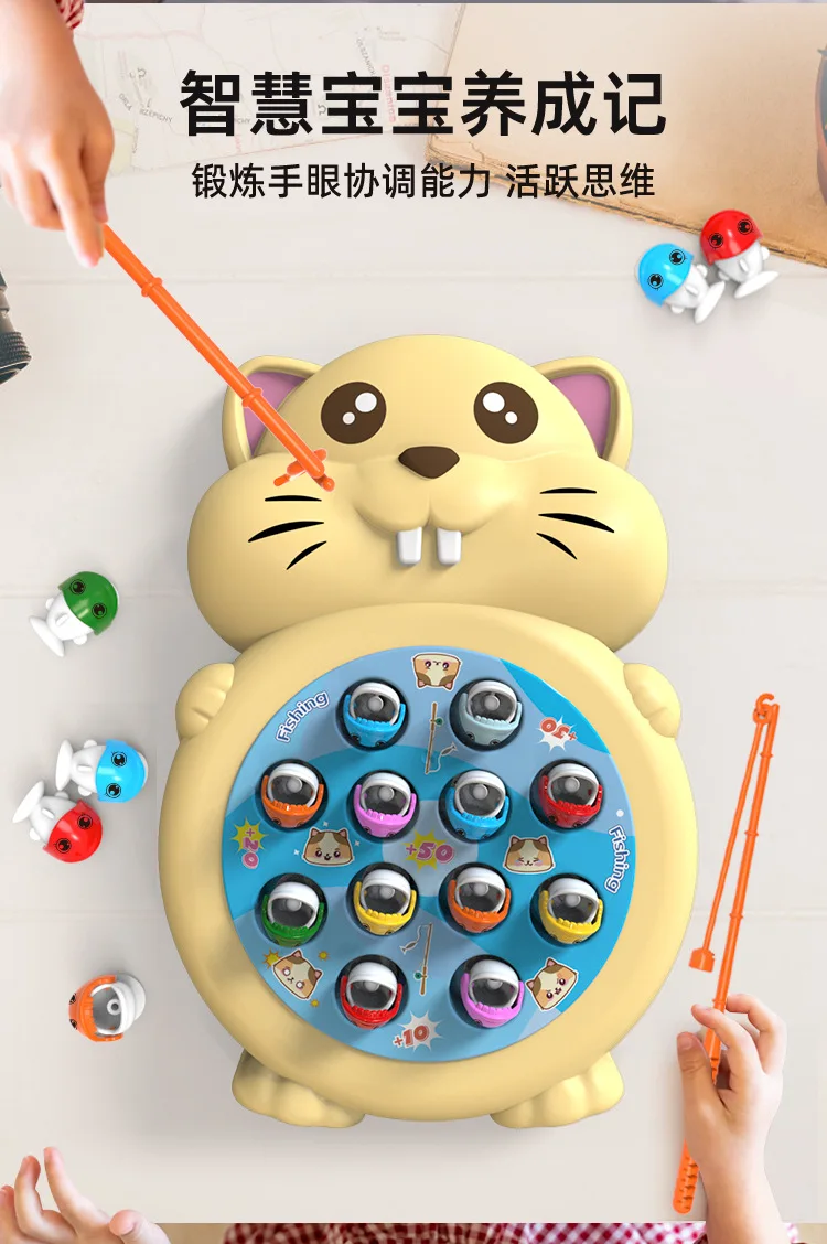 Children's fishing tray toys magnetic early education kindergarten game fish puzzle fun fishing game artificial fishing and rod