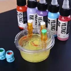 20PCS Disposable Tattoo Cartridge Cup Holder Plastic Tray For Tattoo Inks Needle Holder Transparent Stand Ink Cleaning Cup