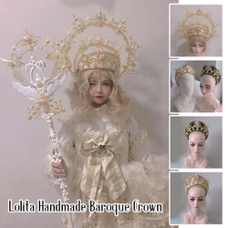 Lolita Gothic Crown Church Pope Tiara Renaissance Headband Diy Vintage Baroque Hat Headpiece Decor Headwear Props