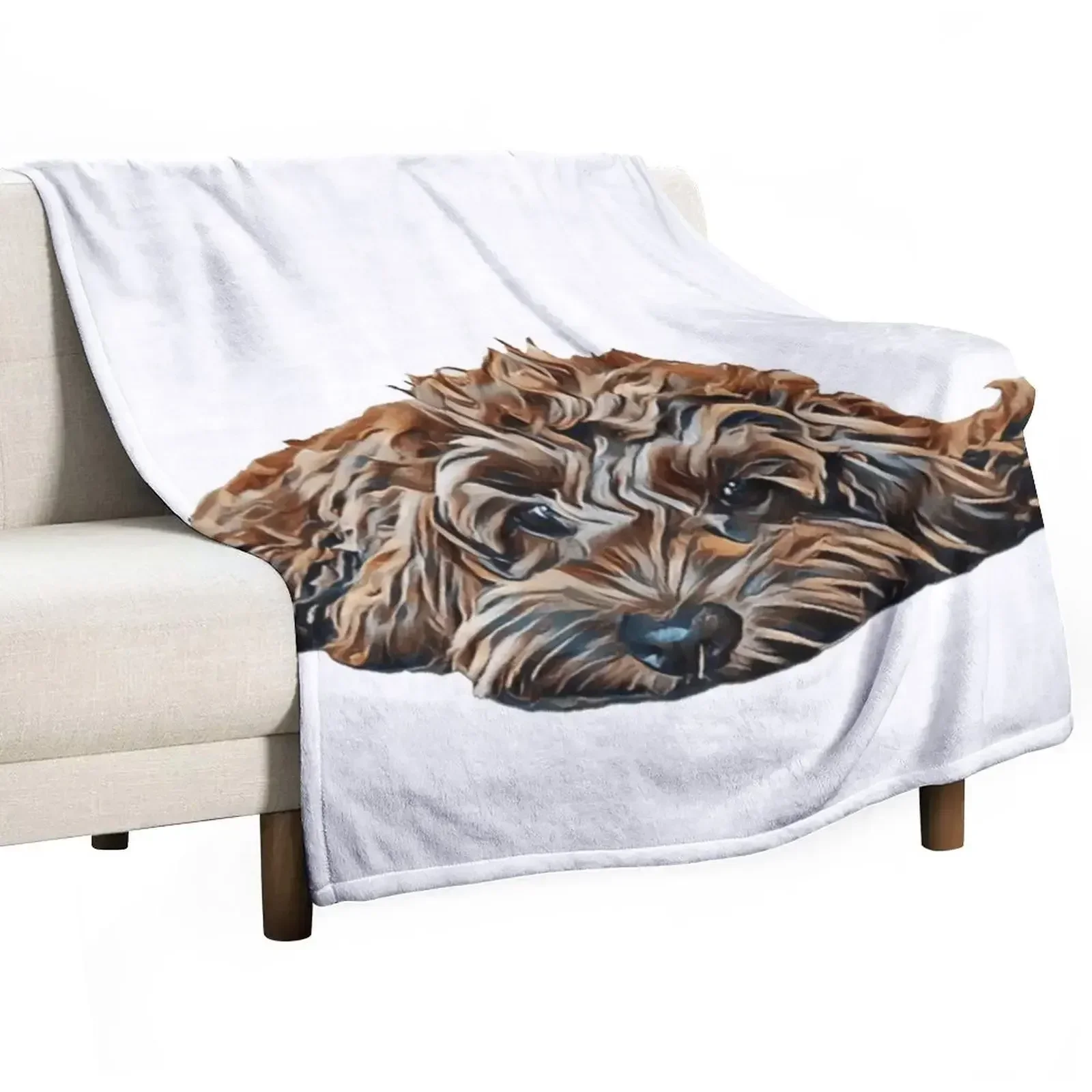 

Chocolate/Brown Cockapoo - White Background Throw Blanket Blankets For Sofas Plush Heavy Soft Plush Plaid Blankets