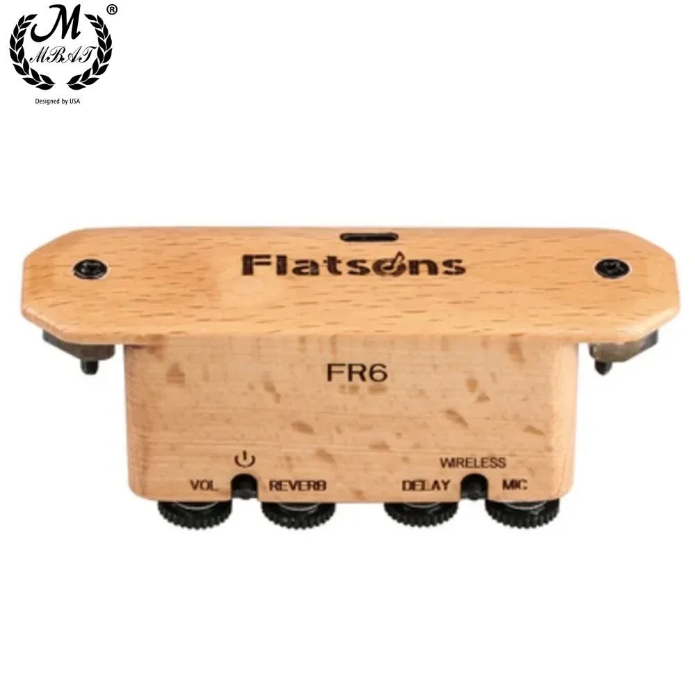 Flatsons BT Resonance Acoustic Guitar Pickup FR6Soundhole Clip-on Rechargeable Pickup  with Reverberation Delay Effect