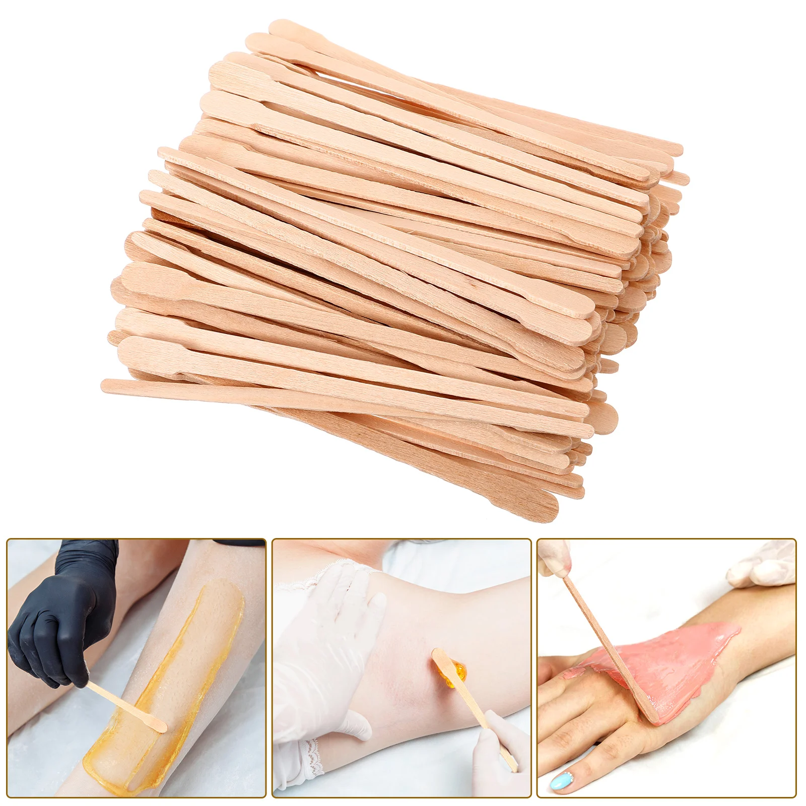 100 PCS Waxed Wooden Stick Body Hair Waxing Applicator Disposable Women Hairs Rod Rods