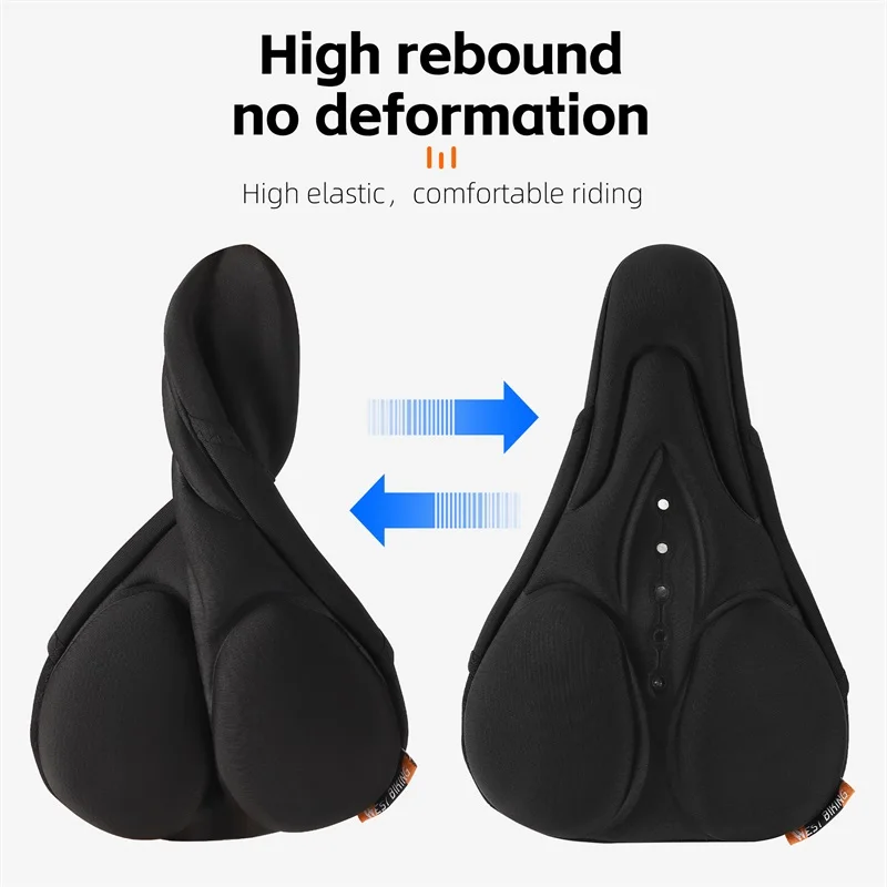 WEST BIKING MTB Comfortable Saddle Cover Light Breathable Seat Cover Soft Sponge Painless Bike Seat Cushion With Rainproof Cover