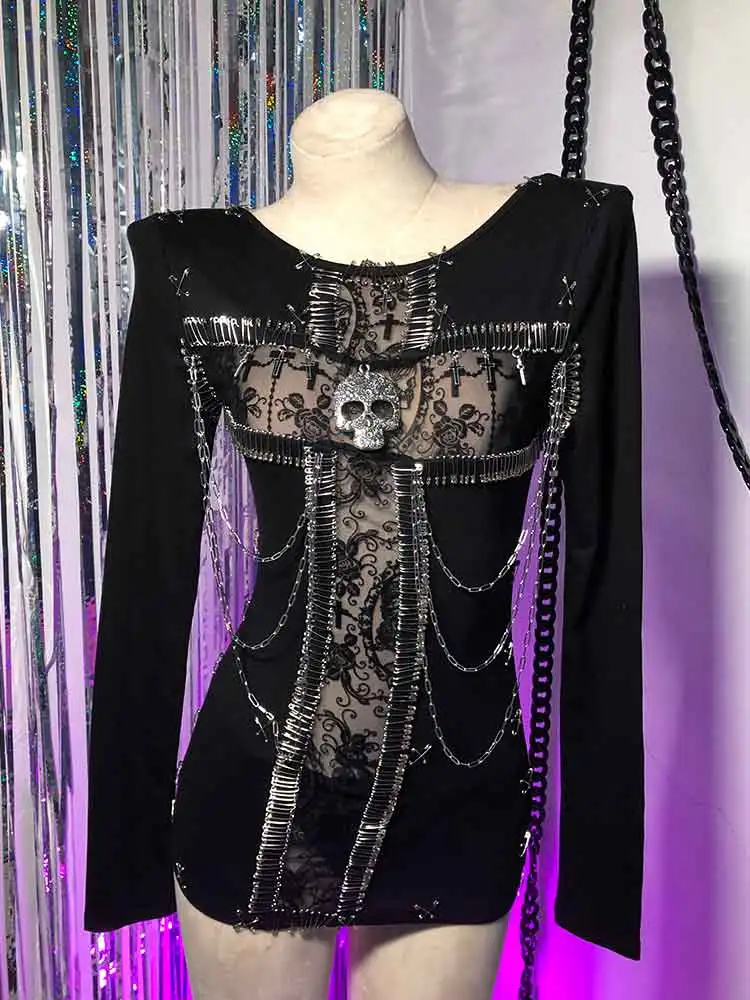 

Hand Made Cross Y2K TOPS Pin DIY Glitch Core 90s Eco Kawaii Grunge Harajuku E-Girls Punk Rock Teen Gothic T-Shirt Emo Goth Cyber