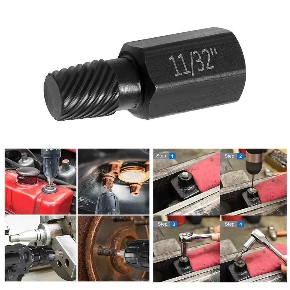10PC Imperial Black Broken Head Screw Extractor Set Multi-Key Sliding Thread Damaged Screw Removal Tool Kit