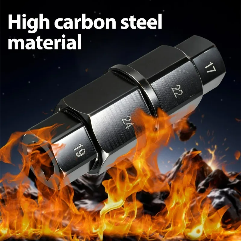 4-in-1 Motorcycle Hex Axle Tool 17/19/22/24MM Spindle Socket Wrench 3/8