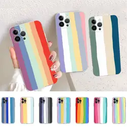 Colorful Rainbow Stripe Phone Case For iPhone 14 13 12 11 Pro Max XS X XR SE 2020 6 7 8 Plus Mini Transparent Shell