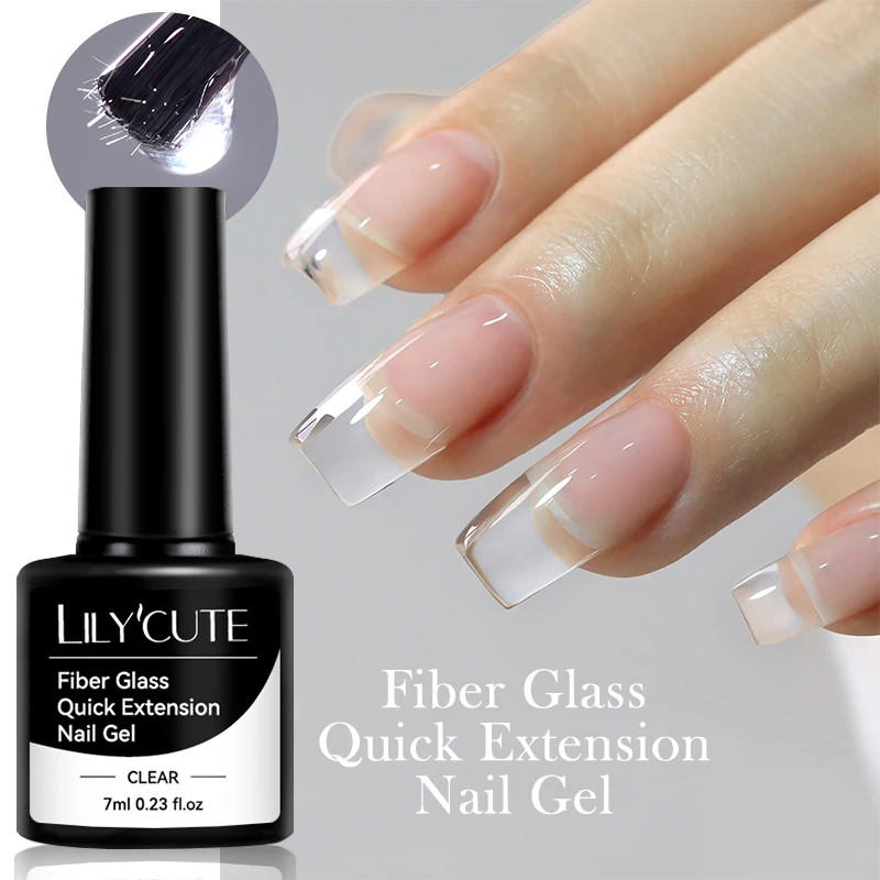 LILYCUTE 1/2PCS Fiber Glass Nail Extension Gel Clear Reinforcement Quick Builder UV LED Gel Repair Cracked Broken Nails Manicure