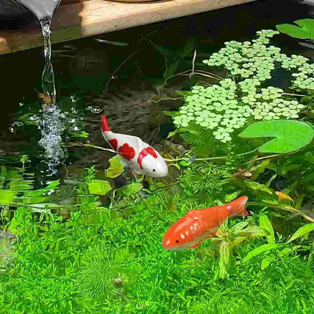 Floating Fish Ornaments Fake for Pond Koi Floatable Figurines Wall Decor Model Aquarium Decoration Garden Ceramic Tank