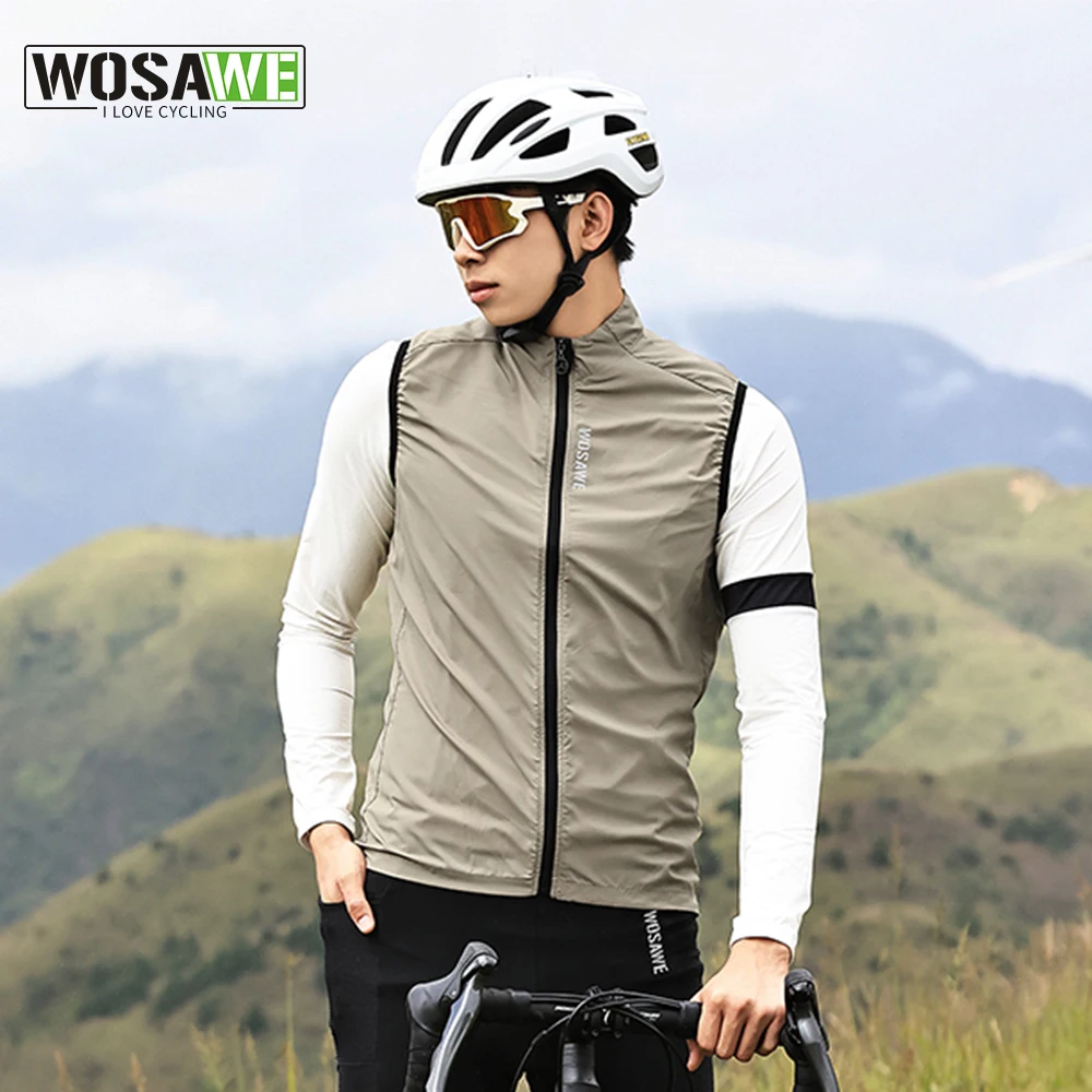 WOSAWE New Cycling Jacket Spring Summer Autumn Thin Riding Long Sleeved Windshield Sunscreen Windbreaker Jacket Breathable Vest