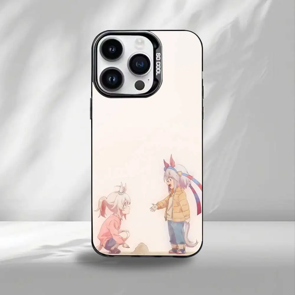 Uma Musume Cinderella Gray  Phone Case For iPhone17,16,15,14,13,12,11 Plus,Pro Max Black Border Silver  Plated Cover