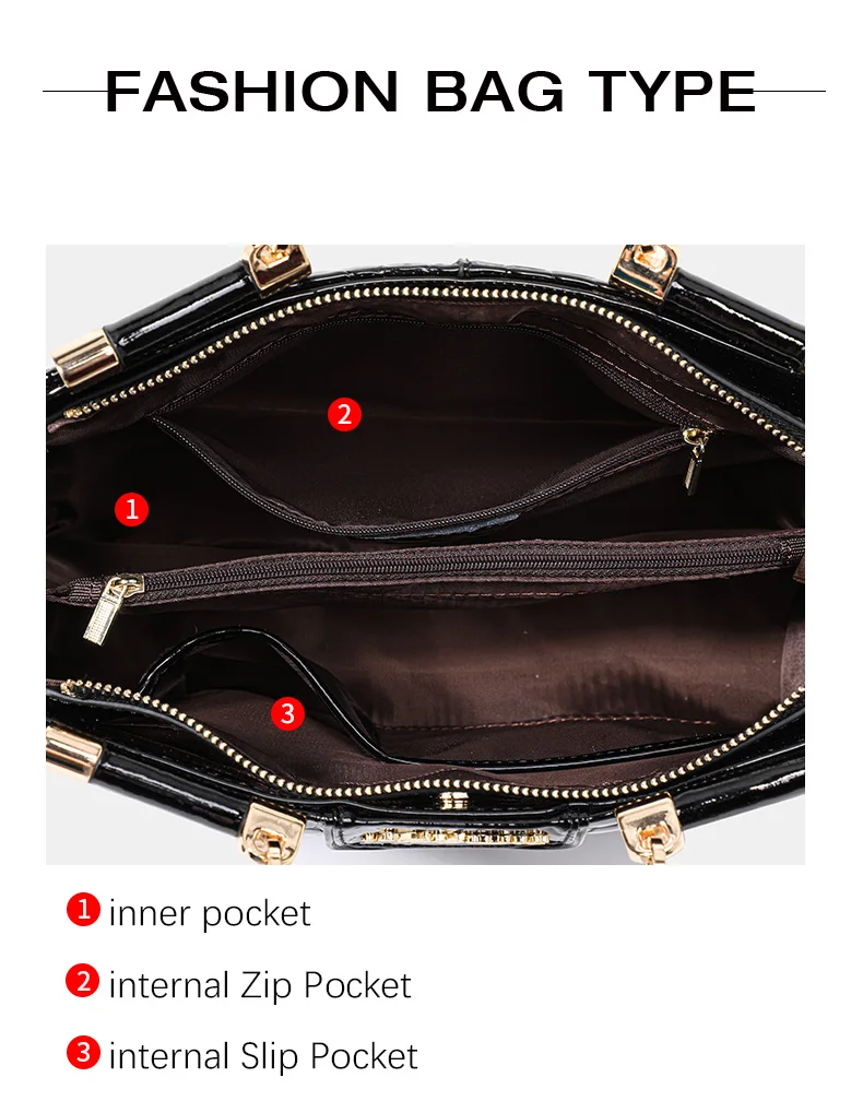 Aidrani Neue Glänzende Kroko-Muster Lackleder Handtasche für Damen mit Geflochtenem Griff und Metallkette, Crossbody Alltagstasche – Detail 6