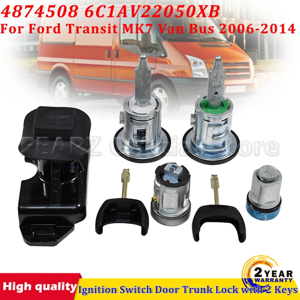 

Замок зажигания, замок двери багажника с 2 ключами для Ford Transit MK7 Van Bus 2006-2014 6C1AV22050XB 4874507 4874508, автомобильные аксессуары