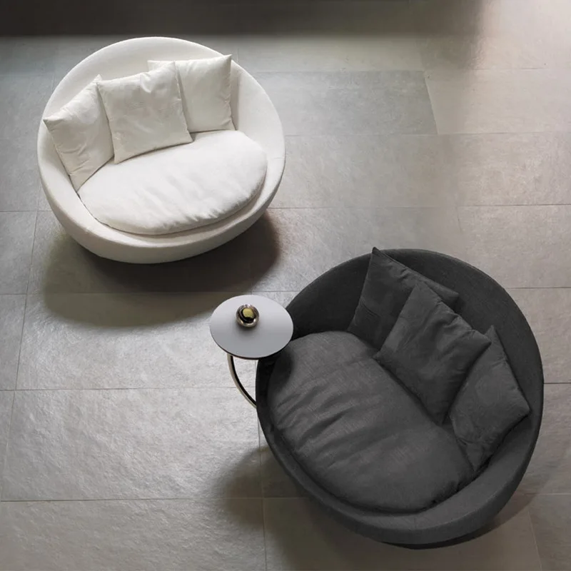 Designer fabric sofa chair rotatable modern light luxury lazy raccoon single chair living room balcony leisure chair