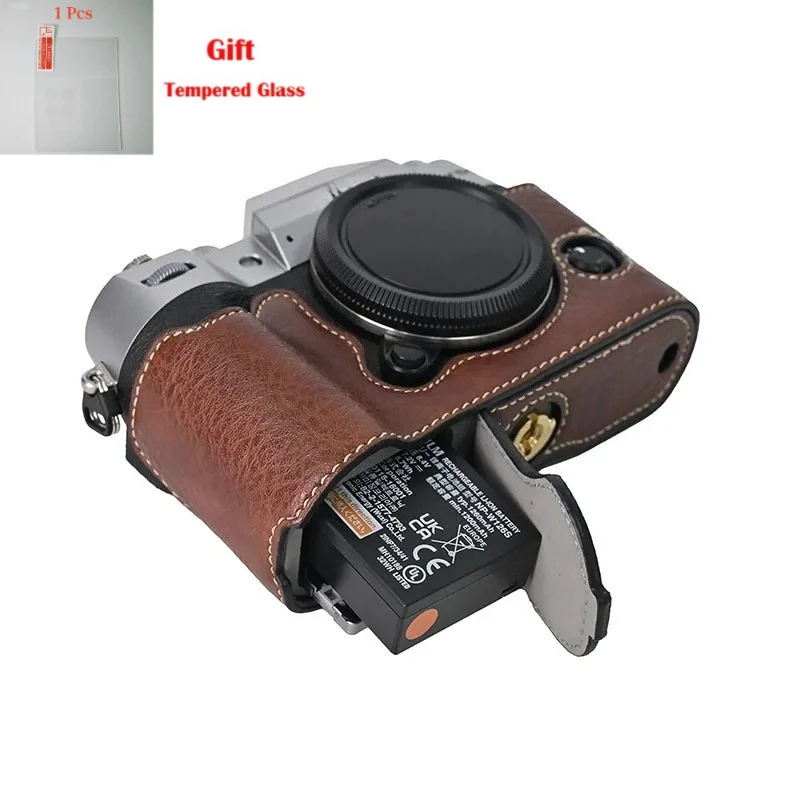 

For Fujifilm XT50 PU Leather Fujifilm XT50 Camera Case Bag Half Body Cover + free tempered film