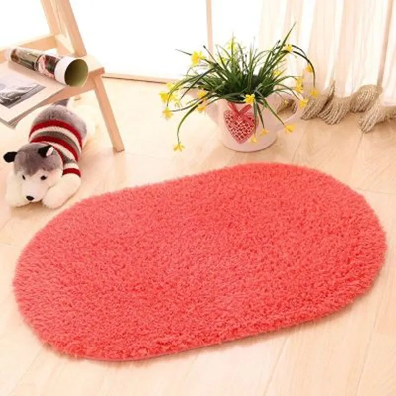 Thickened Lamb Wool Oval Carpet Living Room Bedroom Bed Blanket Home Bedroom Kid Room Plush Salon Decoration