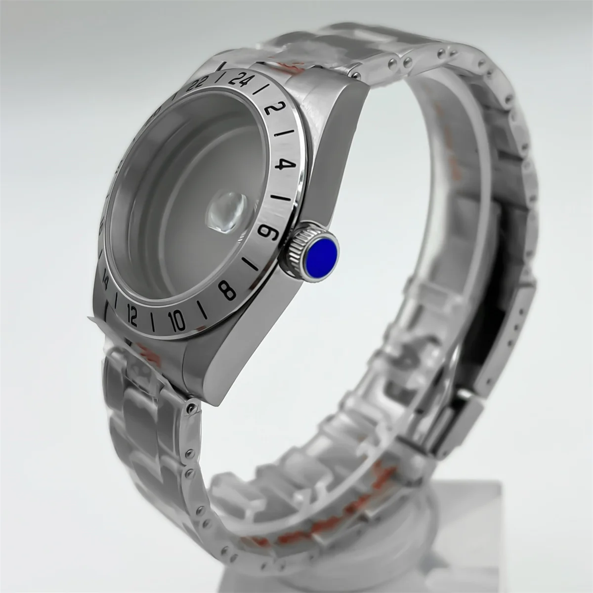 39 мм серебряный корпус из розового золота с фиксированным безелем, сапфировое стекло с механизмом NH35 NH36 NH34 ETA2824 PT5000, браслет из нержавеющей стали