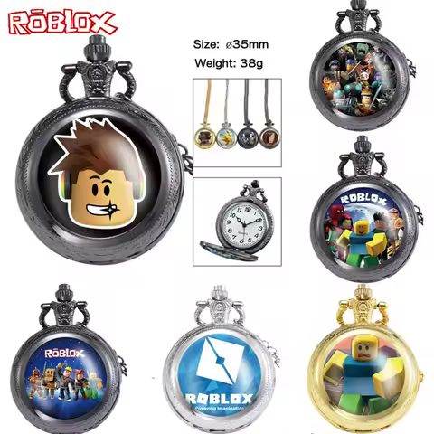 New Game Roblox Creative Peripheral Cartoon Pocket Watch, Anime Creative Pendant, European American Retro Flip Pocket Watch Gift