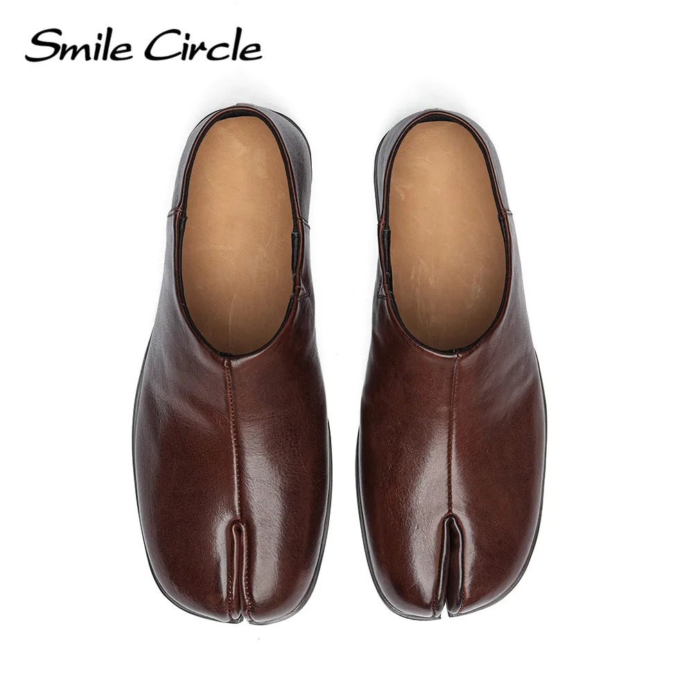 Smile Circle Women's Loafers Leather Tabi Ninja Shoes Comfortable Fashion Flats