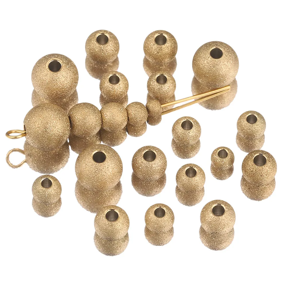 20Pcs Lot Stainless Steel 3-8mm Gold Color Round Ball Matte Spacer Beads for Jewelry Making Loose Metal Bead Charm DIY Bracelets - Detail 1
