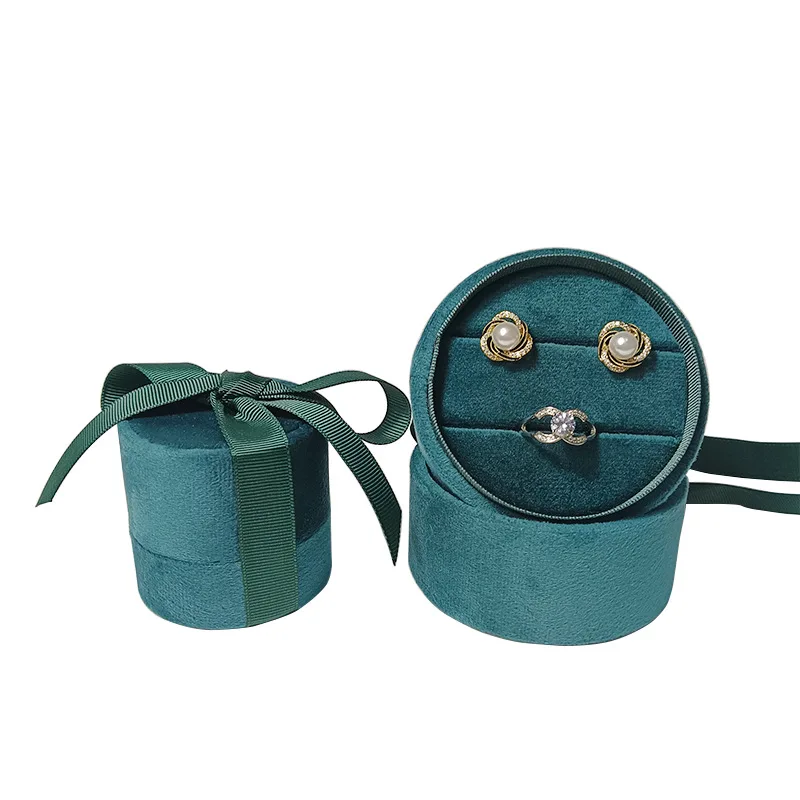 Soft Velvet Bow Ring Box Large Capacity Ribbon Flannelette Box Necklace Ring Jewelry Box Pillow Packing Case