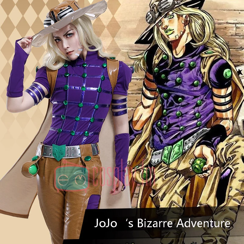 Steel Ball Run Gyro Zeppeli Cosplay JoJo‘s Bizarre Adventure Cosplay Costume Unisex Leather Cloak Cape Uniform Halloween Clothes