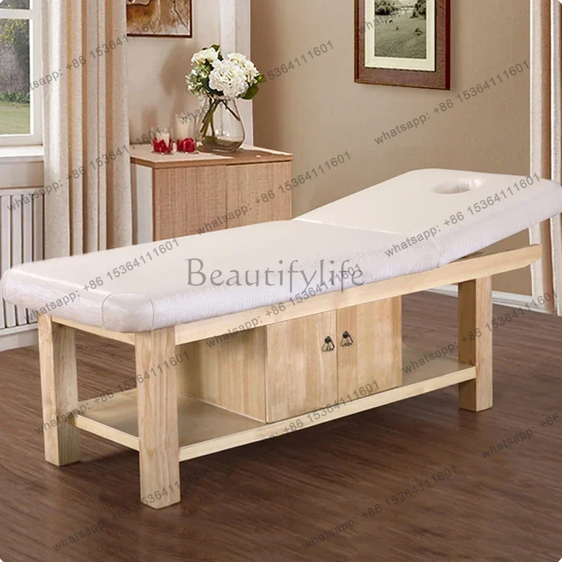 Factory Direct Sales Italian Style Multifunctional Massage Tables Beauty Salon Modern Solid Wood Massage Tables Foot Bath Furnit