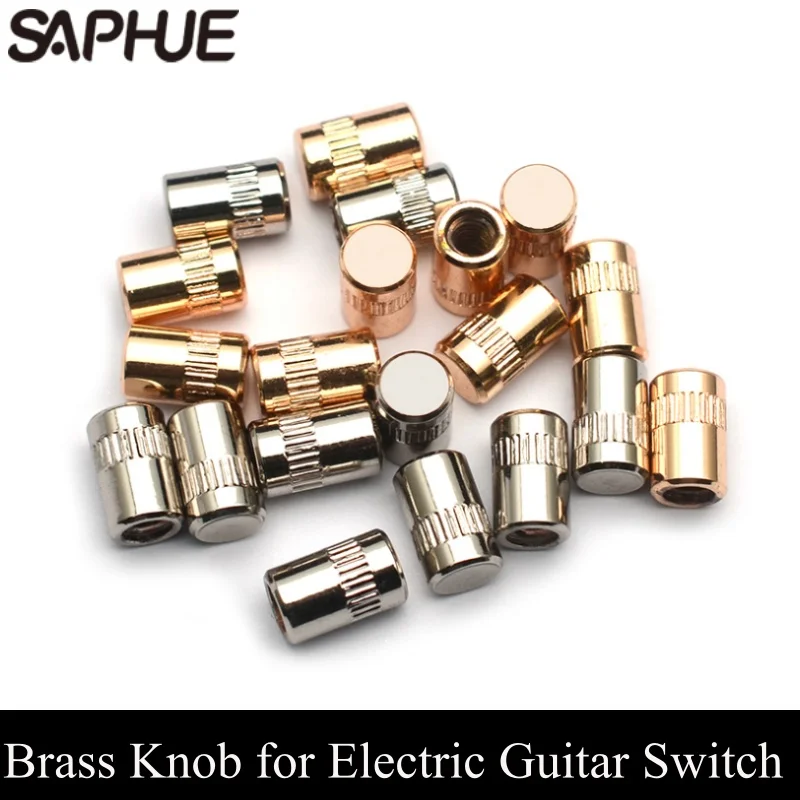 20Pcs Cylinder Brass Knob for Electric Guitar Switch Tip Pickup Selector Cap Button M3.5/M4/US8-32 Thread