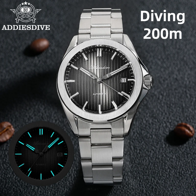 

ADDIESDIVE Luxury Man Automatic Watch 41MM Sapphire Glass Super Luminous Wristwatch 200m Waterproof Stainless Steel Watches Male