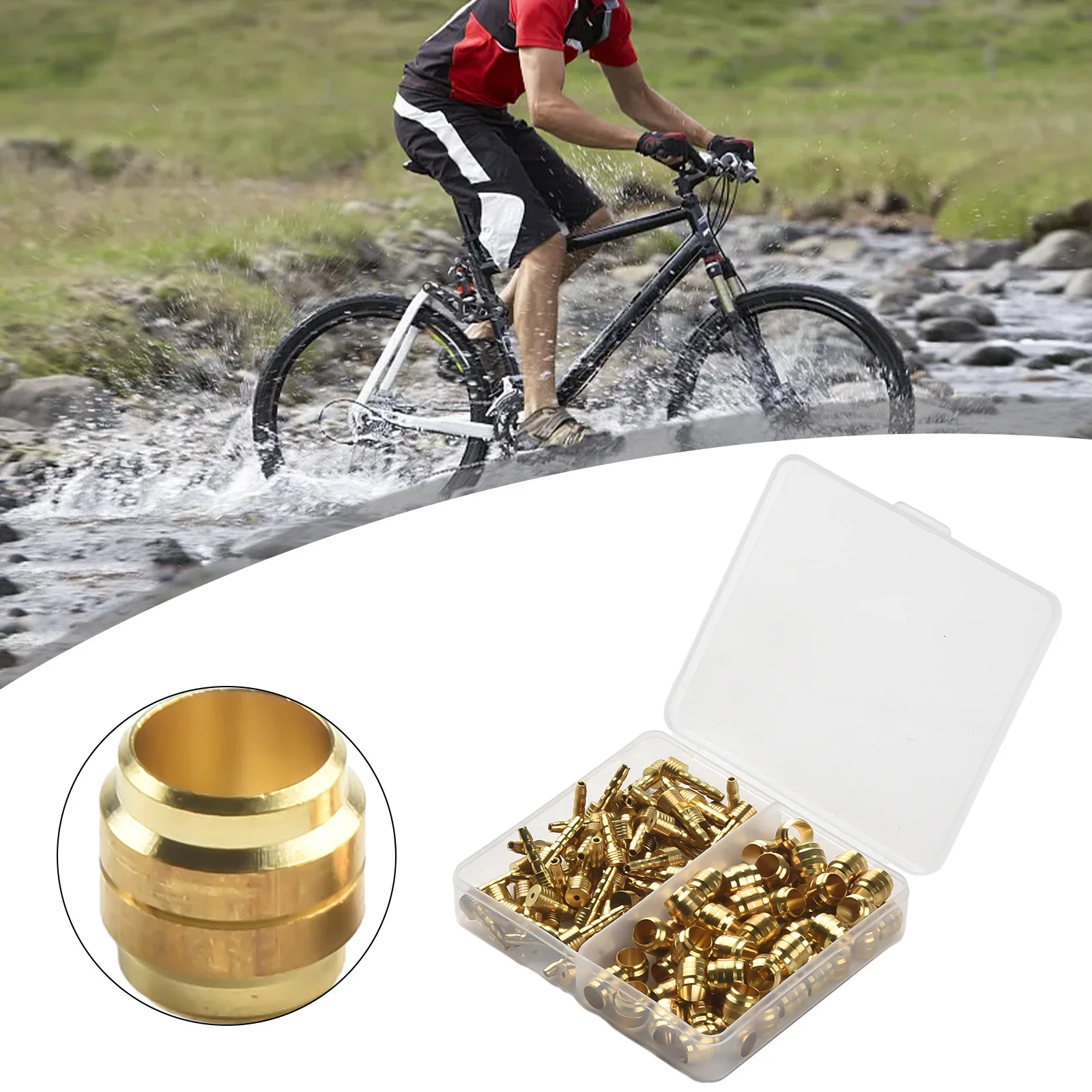 60Pcs/set Connecting Insert Brake Hose Olives Brass For Magura BH90 BH59 High Hardness No Oil Leakage For Hydraulic Disc Brake