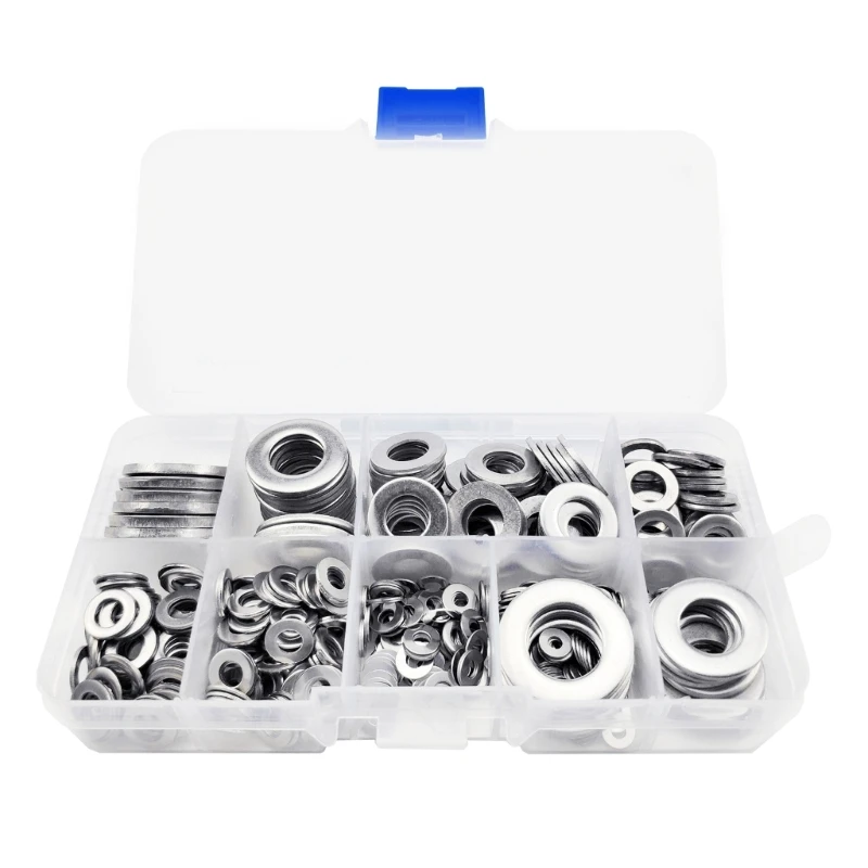 684Pieces Stainless Steel Flat Washers 2/2.5/3/4/5/6/8/10/12mm Washers Hardware Assortment Set For Home Factory Repair