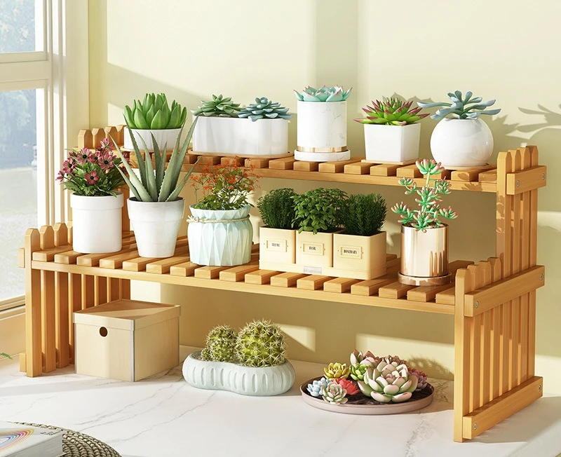 Wood Art Flower Rack Plant Stand, Multi-Layer Flower Pot, Living Room, Balcony Desktop Small Partition Flower Pot Storage