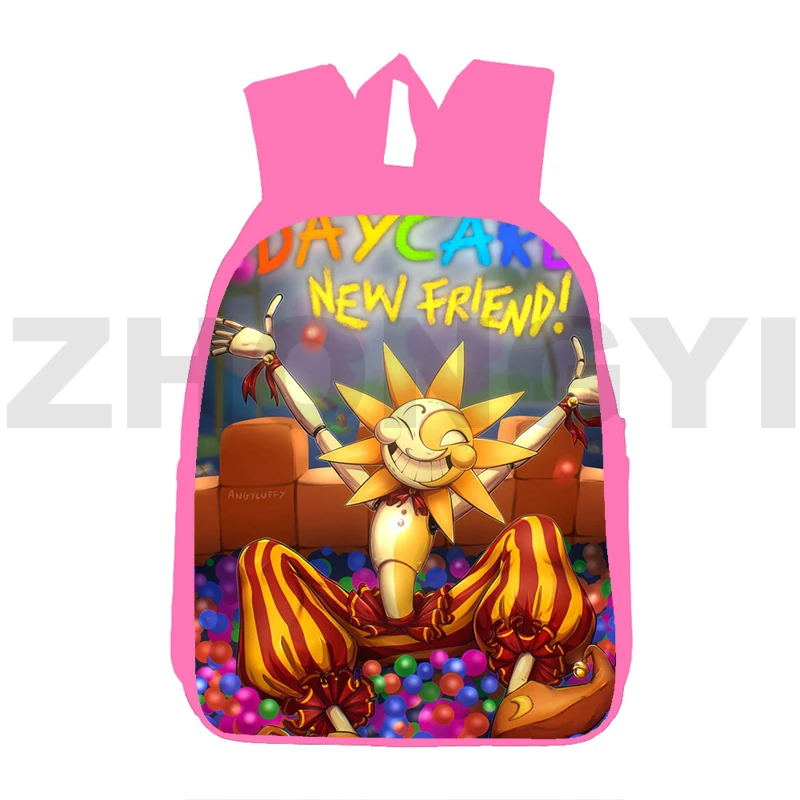 

Preppy Anime Students Fnaf Sundrop Moondrop 3D Backpacks Pink Schoolbags for Girls Canvas Kawaii Cartoon Rucksack Kindergarten