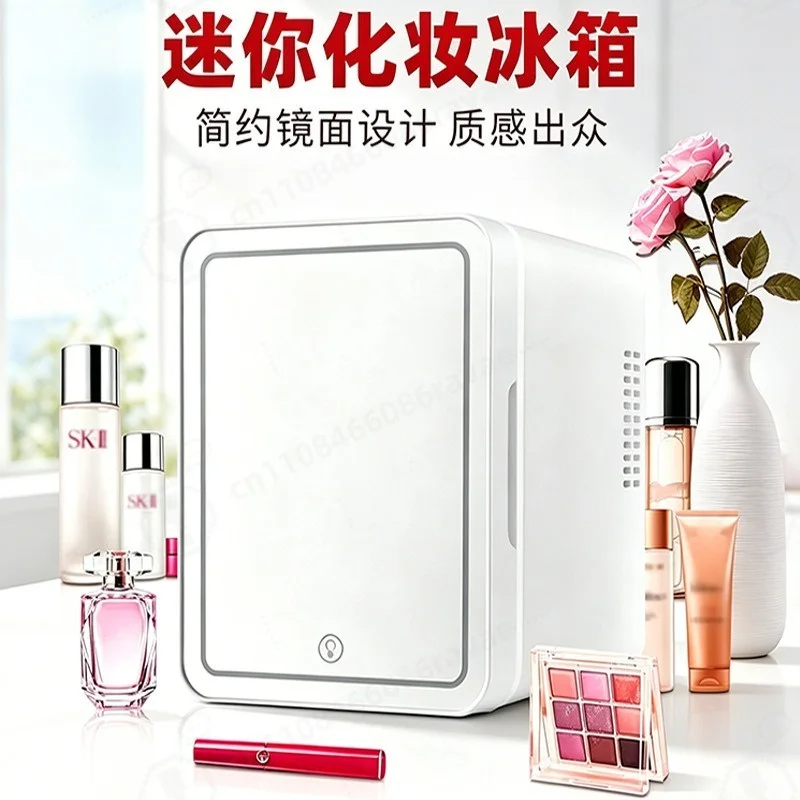New 4L LED Mirror Mini Cosmetic Fridge, Portable Beauty Car Refrigerator for Makeup Skincare Cold Storage