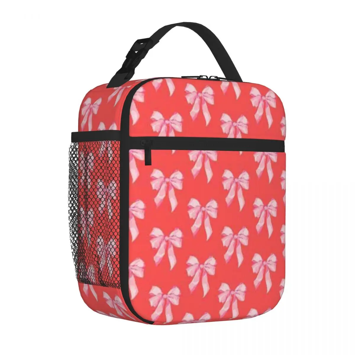 Bestselling Coquette Pink Ribbon Plaid Thermal Lunch Bag Office To-Go Cooler Tote