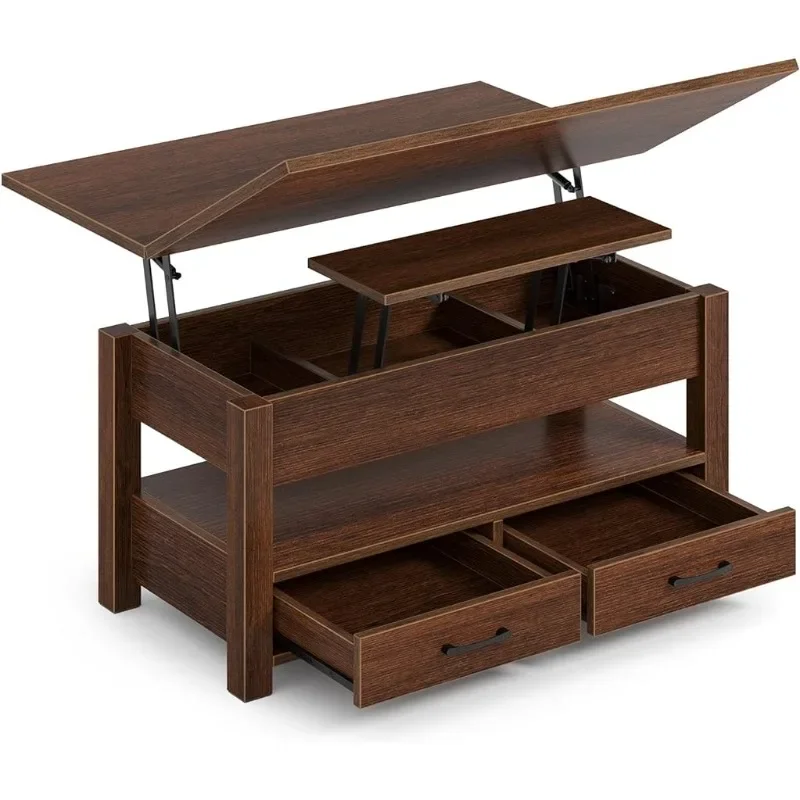 Rolanstar Coffee Table Lift Top, Multi-Function Convertible Coffee Table with Drawers and Hidden Compartment