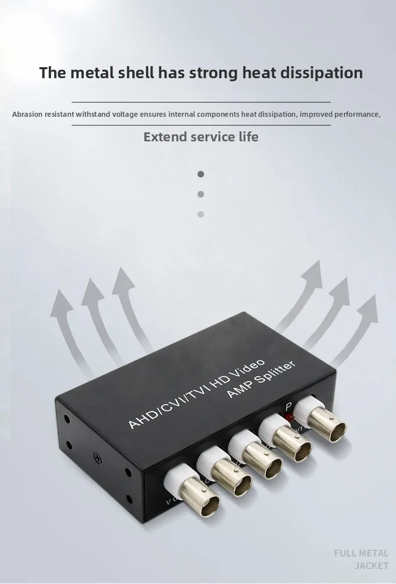 Nuovo segnale 1 in 4 out AHD/CVI/TVI Video Splitter Telecamera coassiale HD, Nero