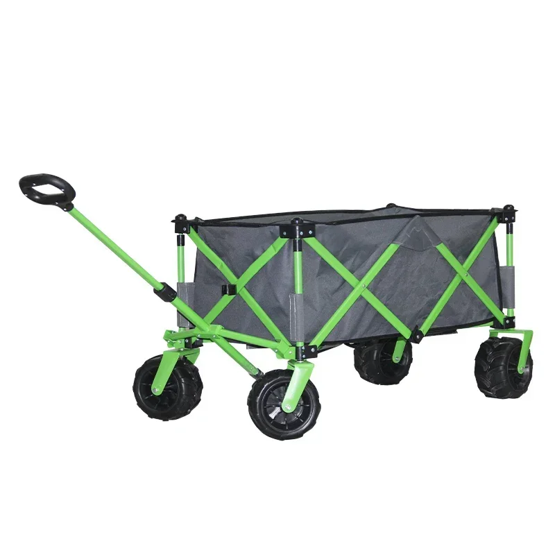 Hot Sale Outdoor Garden Camping Foldable Wagon Cart Folding Beach Trolley Wide Plastic Cart