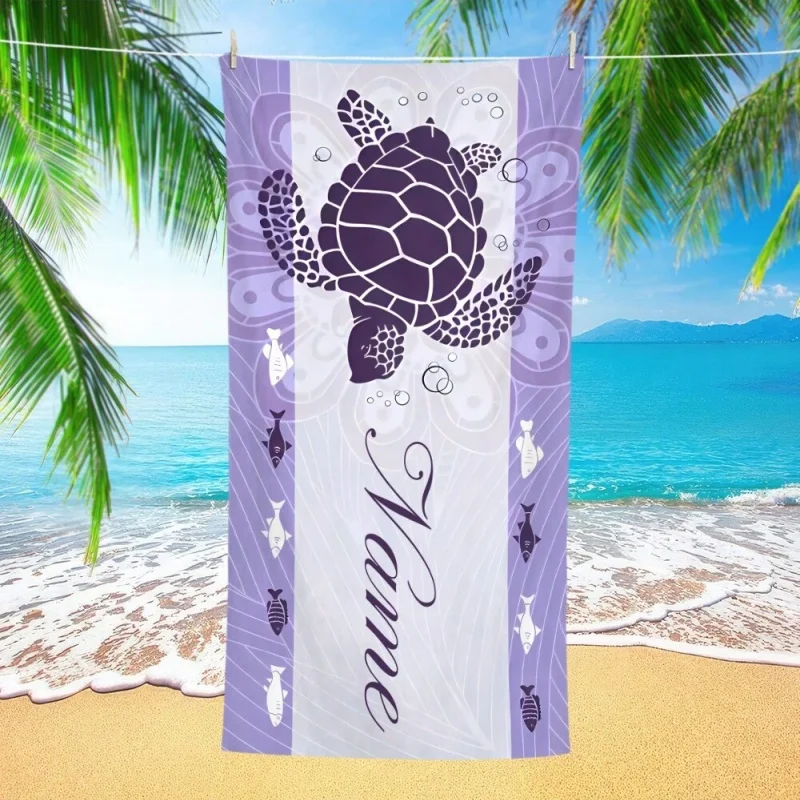 

Sea Turtle Custom Name Beach Towels Lightweight Personalized Towel Birthday Gifts Swimming Pool Quick-Drying Bath Towels