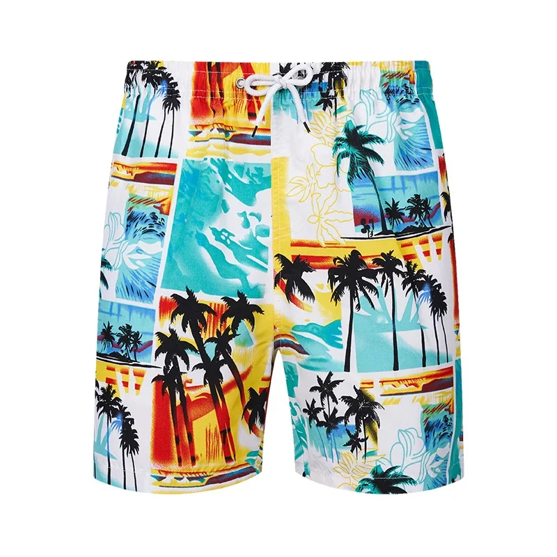 Mens Hawaiian Coconut Tree Beach Shorts 3D Tropical Print Swim Trunks Summer Quick Dry Board Shorts Family Matching Swimwear