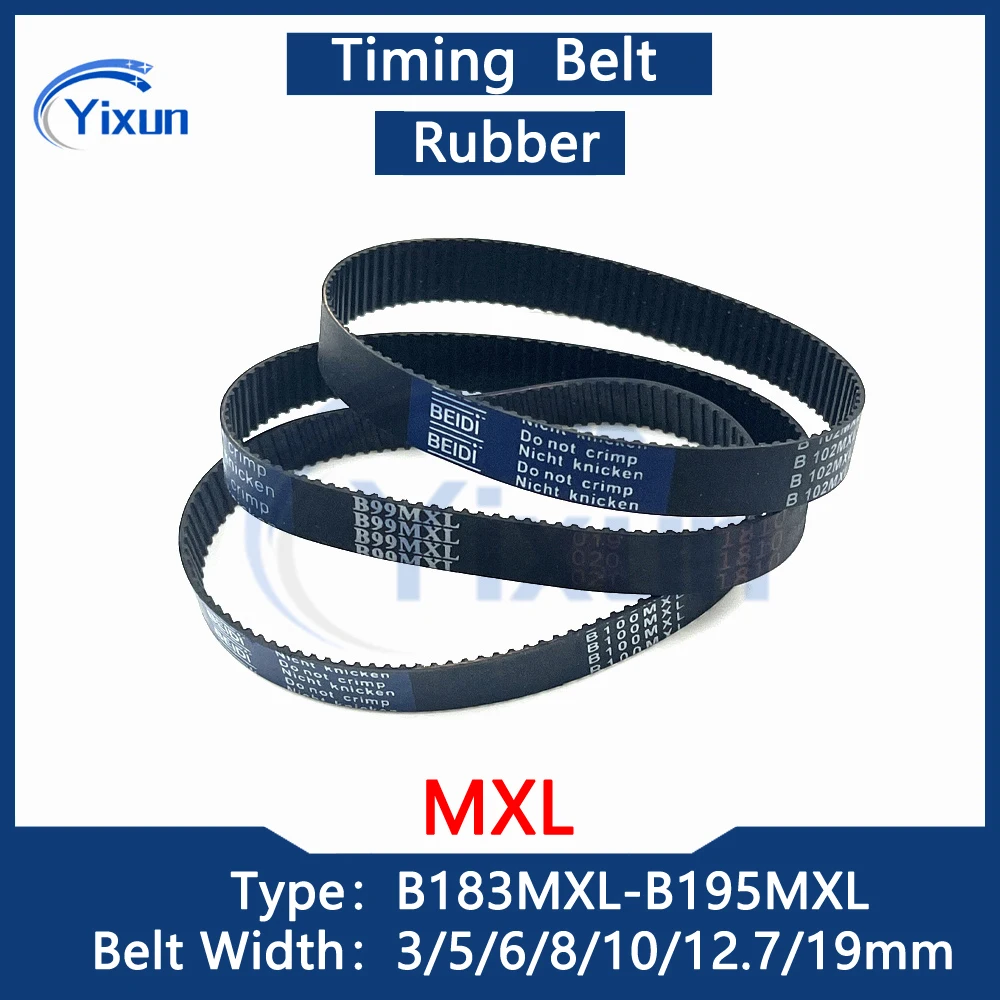 

MXL Rubber Timing Belt B183 B184 B185 B186 B187 B188 B189 B190 B192 B193 B194 B195 Width 3/5/6/8/10/19mm Synchronous Timing Belt