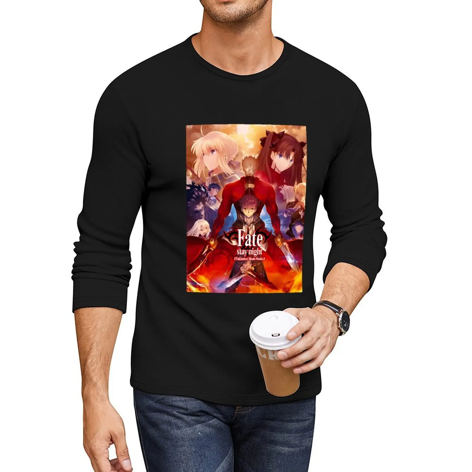 

Fate Stay game Night t Long T-Shirt sports fan t-shirts graphic t shirts anime Men's cotton t-shirt