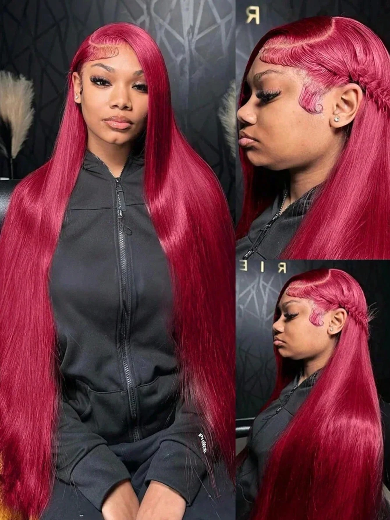 34 Inch 99J Burgundy Lace Front Wigs Human Hair 250%Density Glueless Pre Plucked 13x4 HD Transparent Burgundy Wig Human Hair