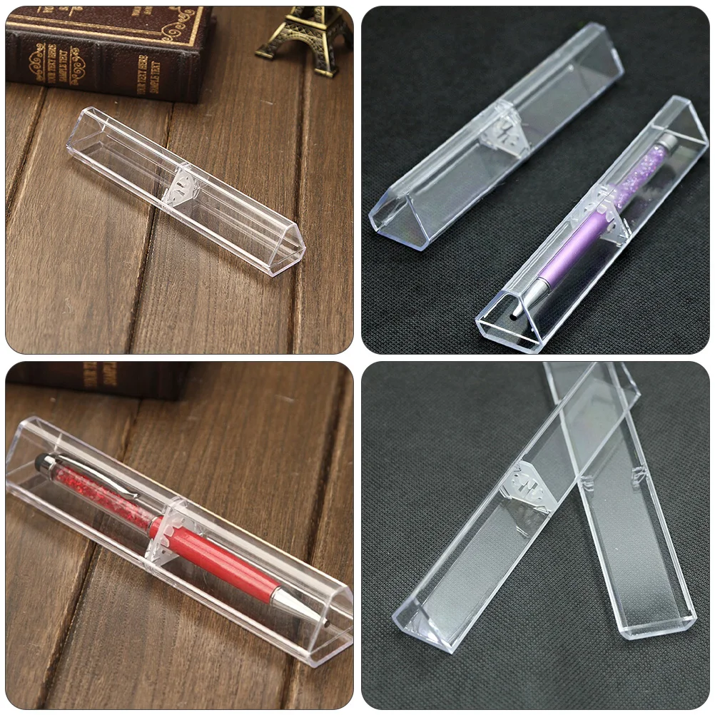

6 Pcs Plastic Pen Box Organizer Clear Pencil Case Boxes Storage Business Student