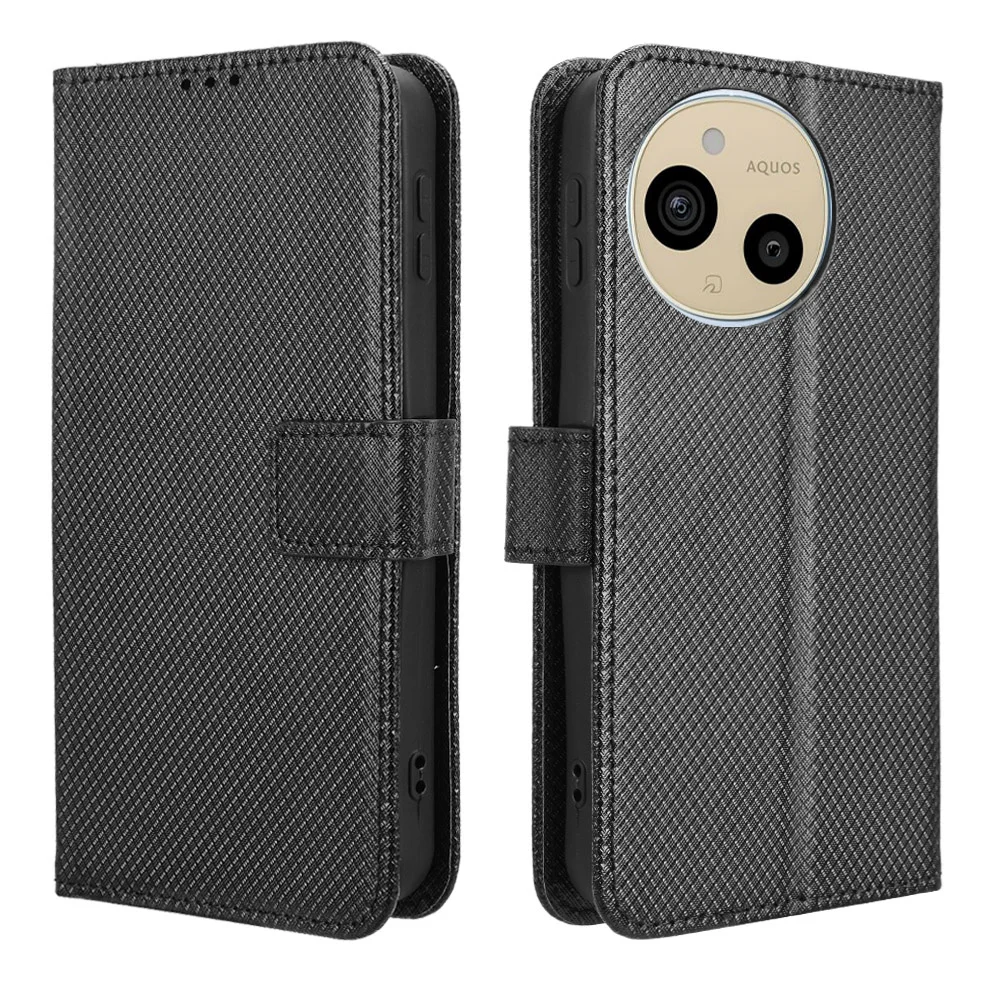 لشارب أكوس سينس 9 الفاخرة الوجه الماس نمط الجلد محفظة من جلد PU حامل الحال بالنسبة شارب أكوس سينس 9 زائد حقيبة الهاتف