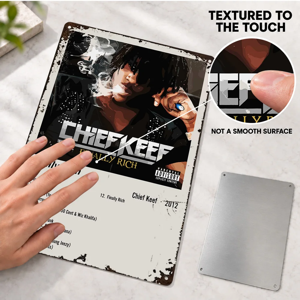 Chief Keef Finally Rich Printed Poster Customized Aluminum Metal Sign Album Cover And Tracklist Design Wall Art For Living Room