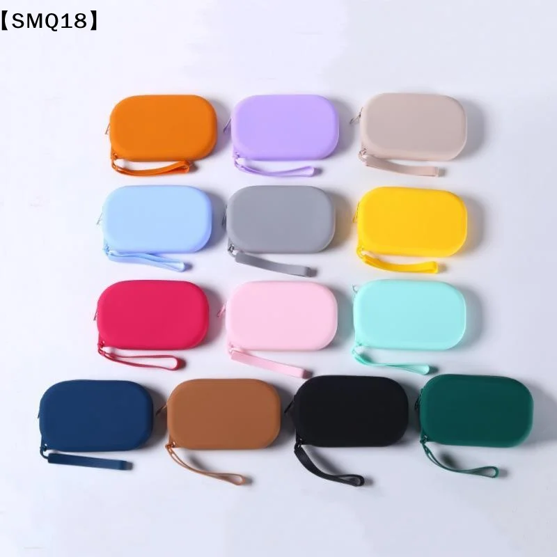 Silicone Smooth Zipper Earphone Bag Wallet Cosmetic Organizer Coin Purse Women Girls【SMQ】