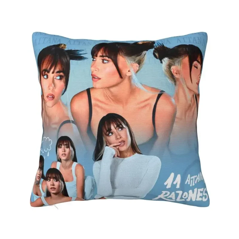 Funda de cojín Aitana Collage de lujo, funda de almohada suave de cantante español, decoración